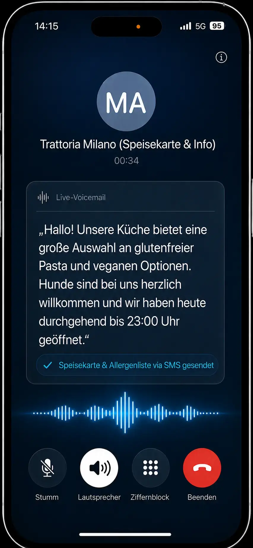 Speisekarten-, Allergen- & Öffnungszeiten-Auskunft